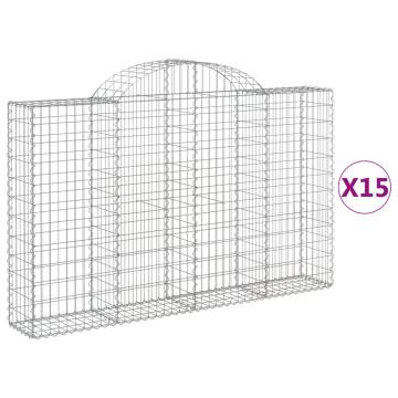 Arched Gabion Baskets 15 pcs - Durable Galvanised Iron