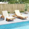 Sun Loungers 2 pcs with Table - Solid Acacia Wood | HipoMarket