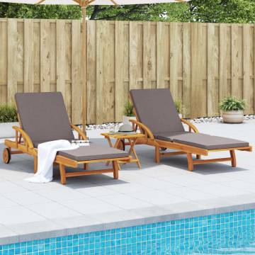 Comfortable Sun Loungers with Cushions - Solid Acacia Wood