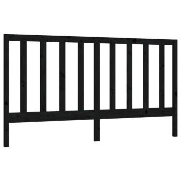 Stylish Black Bed Headboard - Solid Pine Wood 186x4x100 cm