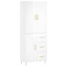 Stylish Highboard High Gloss White - 69.5x34x180 cm