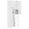 Stylish Highboard High Gloss White - 69.5x34x180 cm