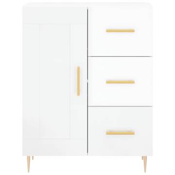 Stylish Highboard High Gloss White - 69.5x34x180 cm