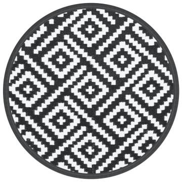 Trendy Outdoor Carpet White & Black Ø160 cm - Durable & UV-Resistant