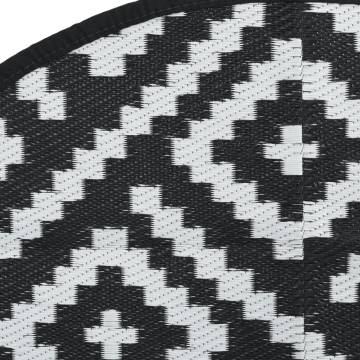 Trendy Outdoor Carpet White & Black Ø160 cm - Durable & UV-Resistant