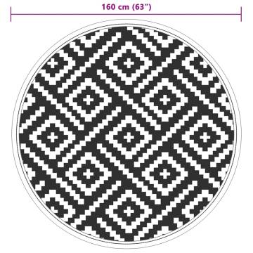 Trendy Outdoor Carpet White & Black Ø160 cm - Durable & UV-Resistant