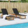 Sun Loungers 2 pcs Black Solid Wood Acacia and Fabric Colour black Quantity in Package 2 Model without table 