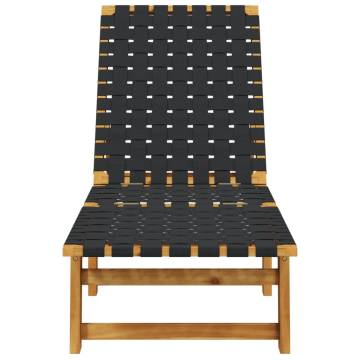 Sun Loungers 2 pcs Black Solid Wood Acacia & Fabric