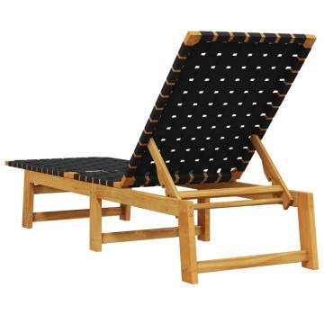 Sun Loungers 2 pcs Black Solid Wood Acacia & Fabric