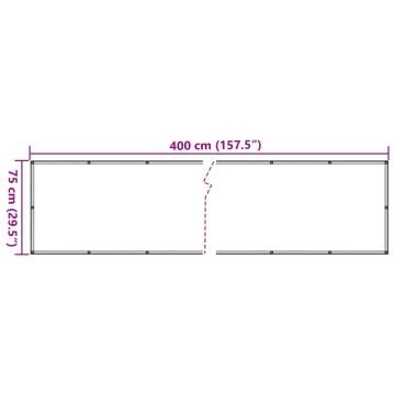 Garden Privacy Screen Ledge Stone Look Grey 400x75 cm PVC