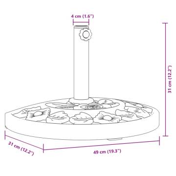 Stable Parasol Base for Ø38/48mm Poles - Half Round 9kg