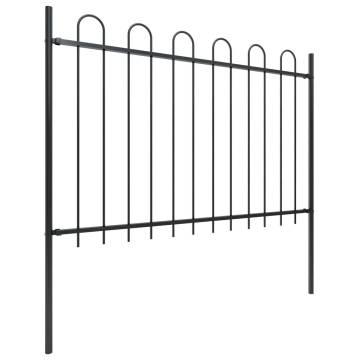 Garden Fence with Hoop Top Steel 5.1x1.2 m Black | Hipomarket