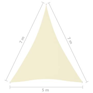 Sunshade Sail Oxford Fabric Triangular 5x7x7m - Cream