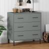 Sideboard with 3 Drawers Grey 77x40x79.5 cm Solid Wood OSLO Colour grey Quantity in Package 1 