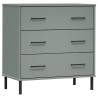 OSLO Sideboard with 3 Drawers - Grey Solid Wood Furniture