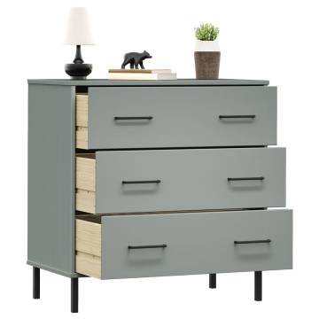 OSLO Sideboard with 3 Drawers - Grey Solid Wood Furniture