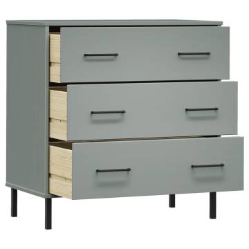 OSLO Sideboard with 3 Drawers - Grey Solid Wood Furniture