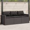 Garden Sofa with Cushions 3-Seater Black Poly Rattan Colour red Quantity in Package 1 