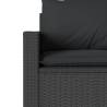 3-Seater Garden Sofa with Cushions - Black Poly Rattan