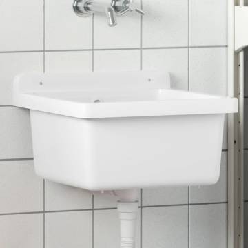 Wall-Mount White Resin Sink Washbasin - 40x40x24 cm