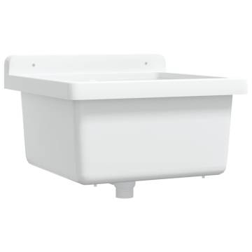 Wall-Mount White Resin Sink Washbasin - 40x40x24 cm