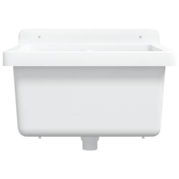 Wall-Mount White Resin Sink Washbasin - 40x40x24 cm