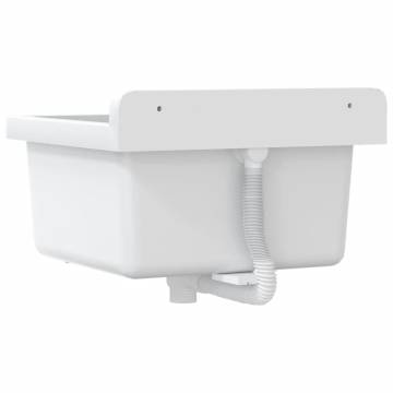 Wall-Mount White Resin Sink Washbasin - 40x40x24 cm