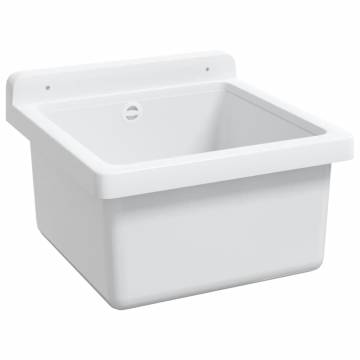 Wall-Mount White Resin Sink Washbasin - 40x40x24 cm