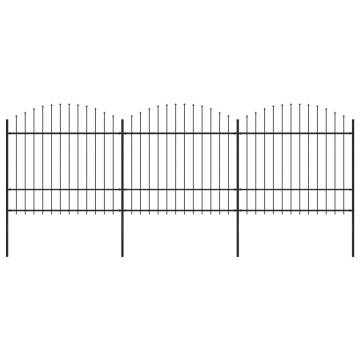 Premium Steel Garden Fence with Spear Top - 5.1m Black