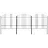 Garden Fence with Spear Top Steel (1.5-1.75)x5.1 m Black Quantity in Package 1 Length 5.1 m Height 150-175 cm 