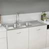 Kitchen Sink with Double Sinks Silver 1200x600x155 mm Stainless Steel Size 1200 x 600 x 155 mm 