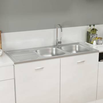 Double Sink Stainless Steel Kitchen Sink - 1200x600 mm