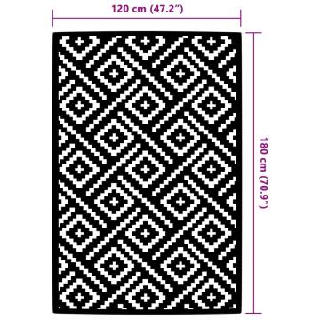 Trendy Outdoor Carpet White & Black 120x180 cm - Hipomarket