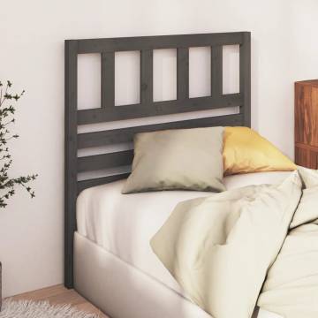 Stylish Grey Solid Wood Bed Headboard - 81x4x100 cm