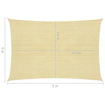 Sunshade Sail 160 g/m² Beige 4x5 m | UV Protection & Mould Resistant