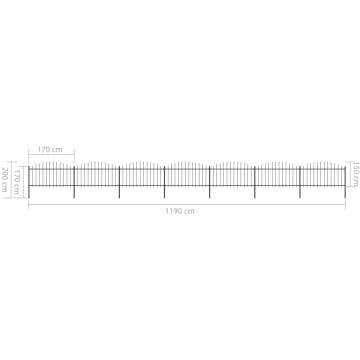 Garden Fence with Spear Top Steel - 11.9m Black | HipoMarket