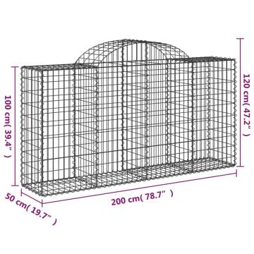 Arched Gabion Baskets - 50 pcs Galvanised Iron for Garden