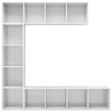 3 Piece High Gloss White Book/TV Cabinet Set - Stylish Storage