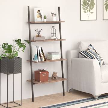 4-Tier Leaning Shelf - Dark Brown & Black | Hipomarket UK