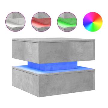 Modern Coffee Table with LED Lights - Concrete Grey 50x50 cm