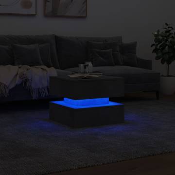 Modern Coffee Table with LED Lights - Concrete Grey 50x50 cm