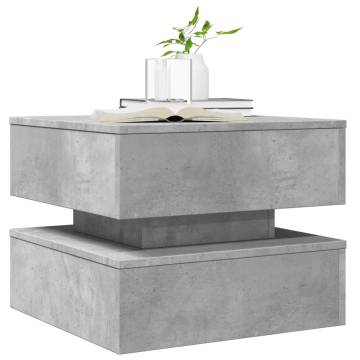 Modern Coffee Table with LED Lights - Concrete Grey 50x50 cm