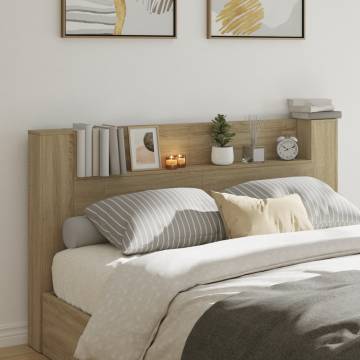 Headboard Cabinet with LED Sonoma Oak | Stylish Storage Solution