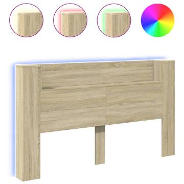 Headboard Cabinet with LED Sonoma Oak | Stylish Storage Solution