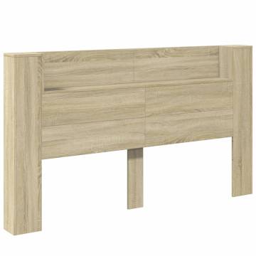 Headboard Cabinet with LED Sonoma Oak | Stylish Storage Solution