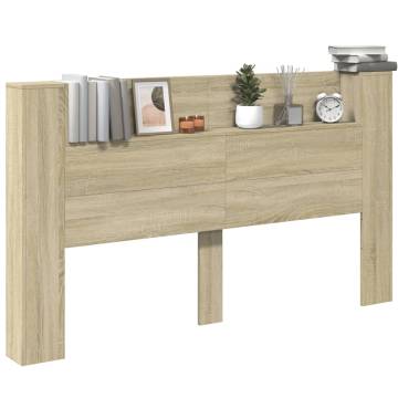 Headboard Cabinet with LED Sonoma Oak | Stylish Storage Solution