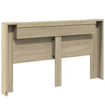 Headboard Cabinet with LED Sonoma Oak | Stylish Storage Solution