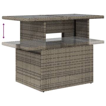 Versatile Grey Garden Table with Glass Top | 100x55 cm