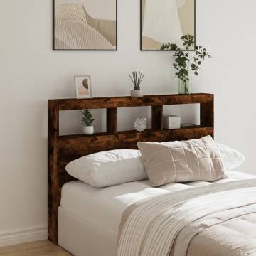 Headboard Cabinet with LED - Smoked Oak | Hipo Market