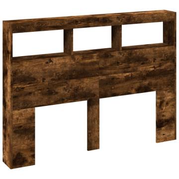 Headboard Cabinet with LED - Smoked Oak | Hipo Market